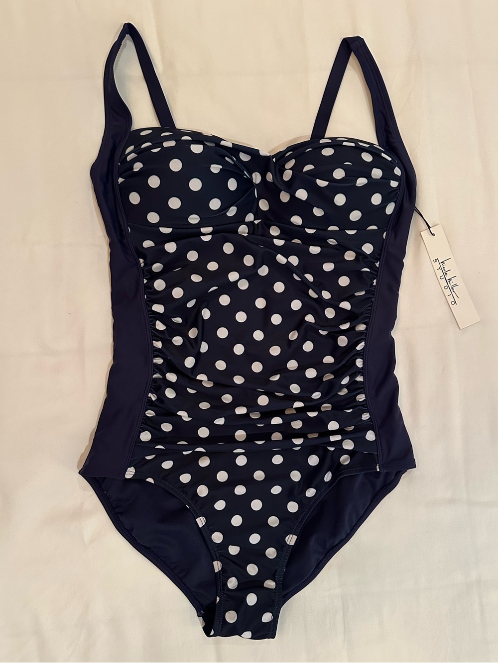 New! Nicole Miller Navy and White Polka Dot One-Piece Swimsuit